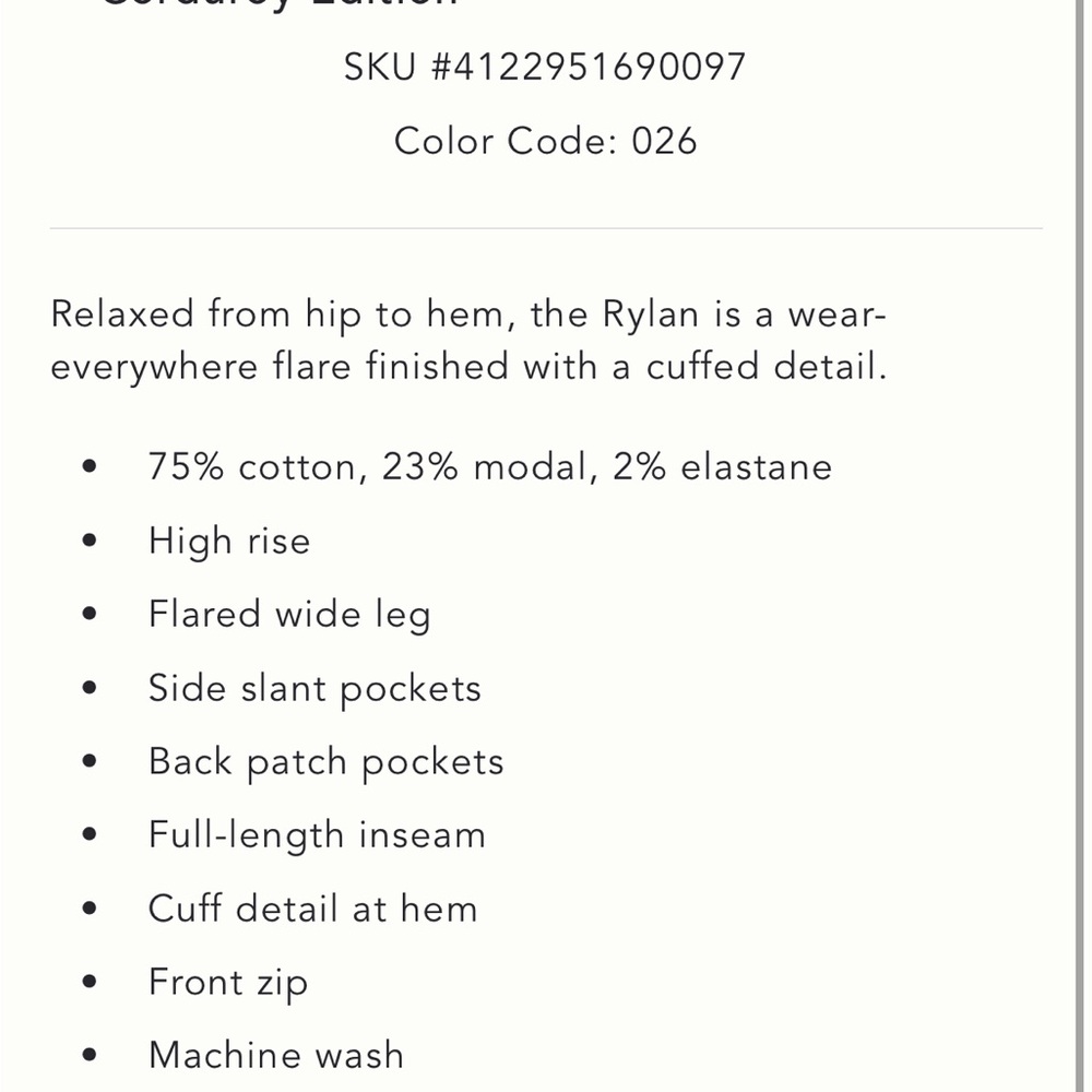 The Ryland High Rise flare corduroy jean Pilcro 25P - Picture 4 of 7